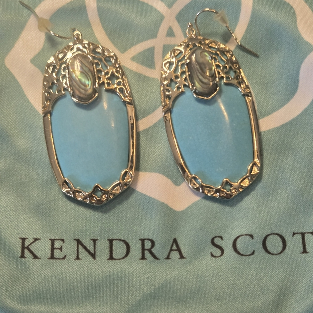 Kendra Scott Deva Turquoise Drop Earrings with Abalone Accent